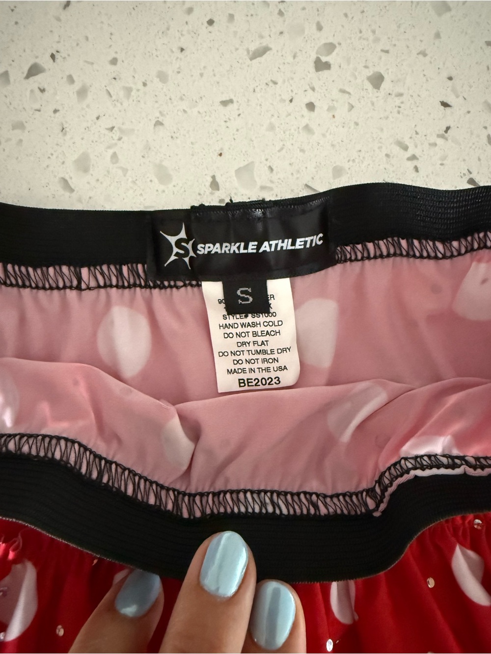 Red Minnie Mouse Visor with Sequin Ears & Sparkle Athletic Running Skirt - Picture 7 of 7